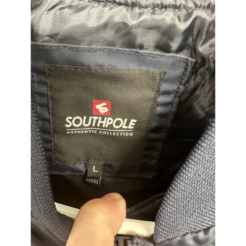 Southpole Mens Bomber Jacket Size Large Full Zip Navy Blue - Picture 2 of 8